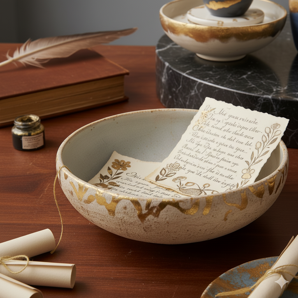 Vasen auf Regalen im Atelier.